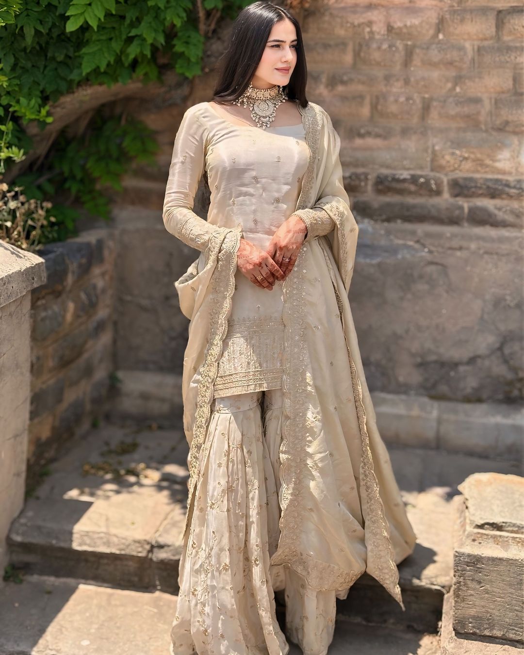 New designer top and sharara and duppata