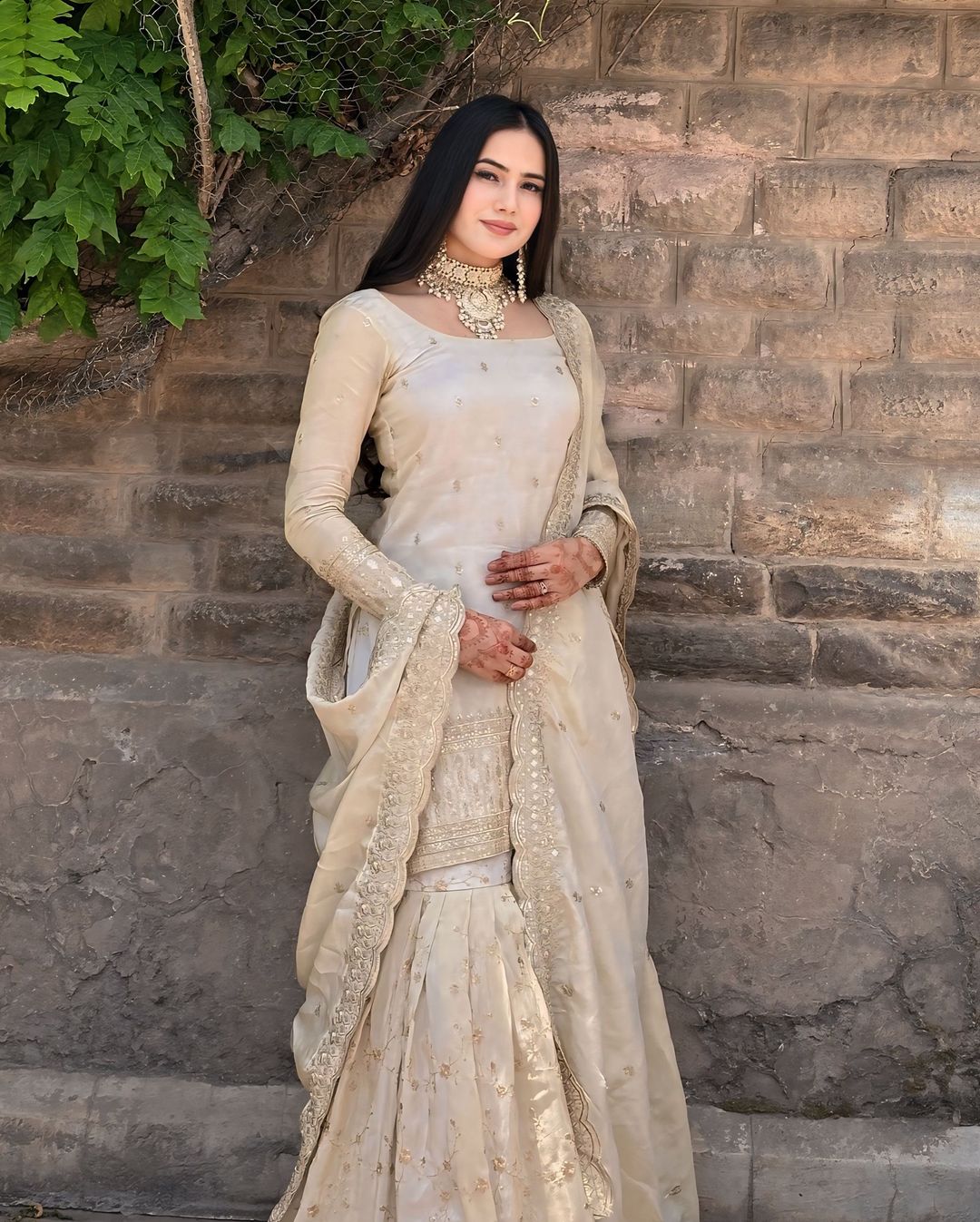 New designer top and sharara and duppata