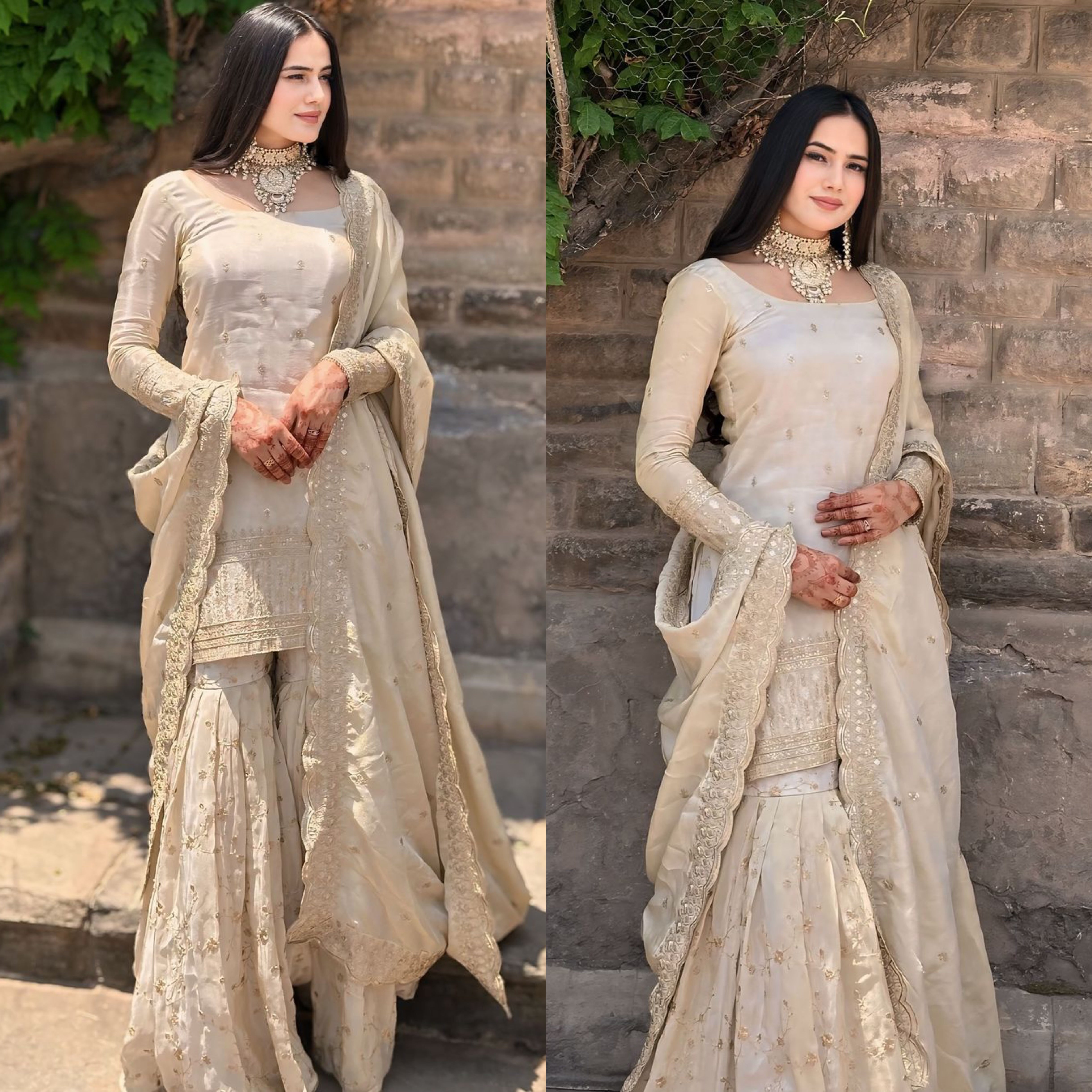 New designer top and sharara and duppata