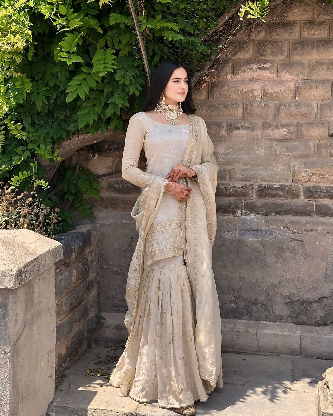 New designer top and sharara and duppata