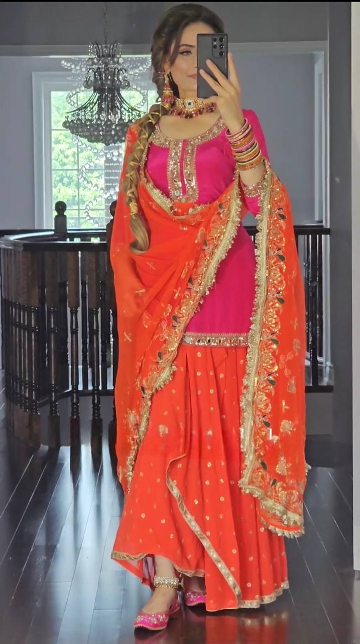 *Launching New Designer Party Wear Look Top ,Dhoti Skirt and Dupatta