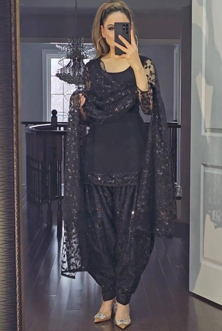 Party Wear Look Top ,Dhoti Salwar and Dupatta-1176