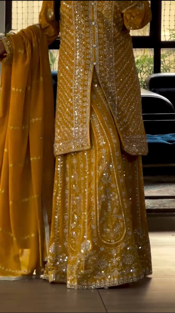 *Presenting  New Designer Party Wear Look Top-Plazzo and Dupatta With Heavy Embroidery Work*